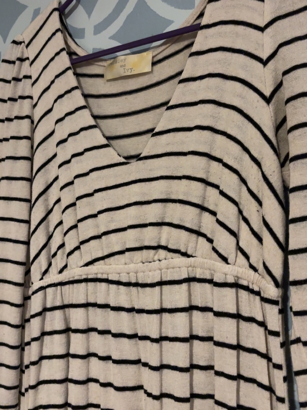 Ivory and Black Striped V-Neck Tunic by Paisley & Ivy